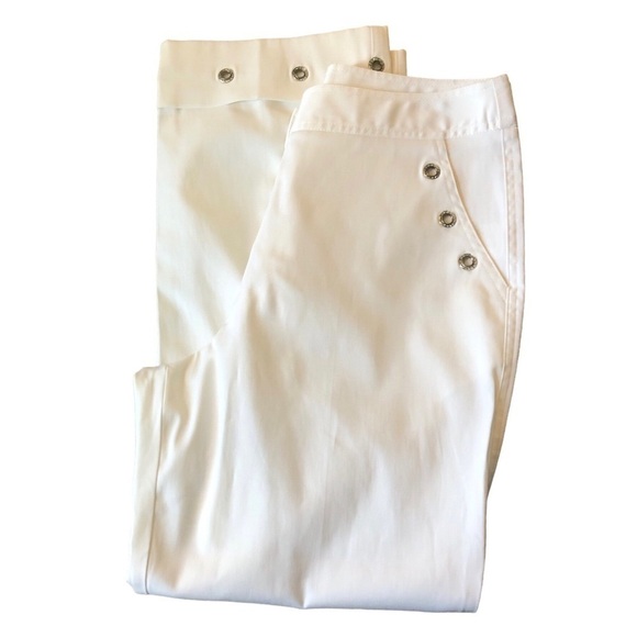 VTG Montage High Waisted Crop Pant White Sz. 10 Rhinestone Grommets Embellished - Picture 2 of 7